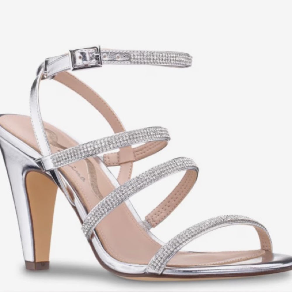 Nina Silver Strappy Heels